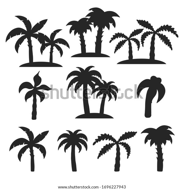 Hand Drawn Tropical Trees Silhouette Set Stock Vector Royalty Free