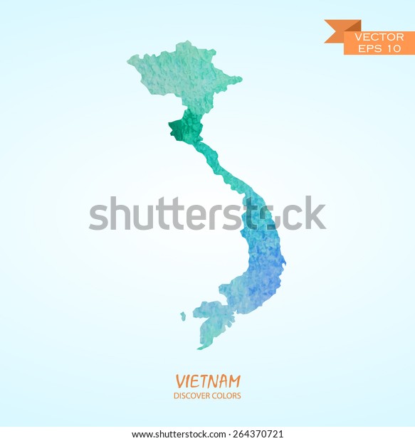 Hand Drawn Watercolor Map Vietnam Isolated Stock Vector Royalty Free