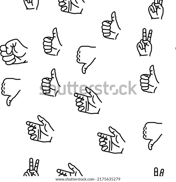 Hand Gesture Gesticulate Vector Seamless Pattern Stock Vector Royalty