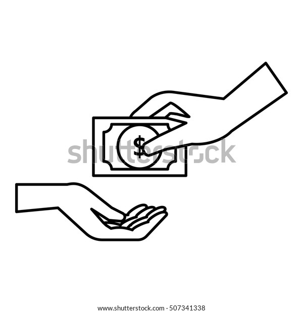 Hand Gives Money Icon Outline Illustration Stock Vector Royalty Free