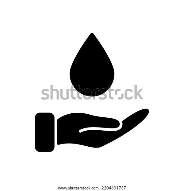 Hand Hold Water Drop Silhouette Icon Stock Vector Royalty Free