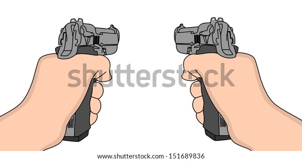 Hand Holding Handgun Vector Illustration Stock Vector Royalty Free