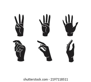 Hand Number Gestures Set Vector Illustration Stock Vector Royalty Free