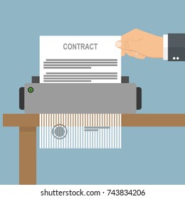 Hand Putting Contract Paper Into Shredder Stock Vector Royalty Free