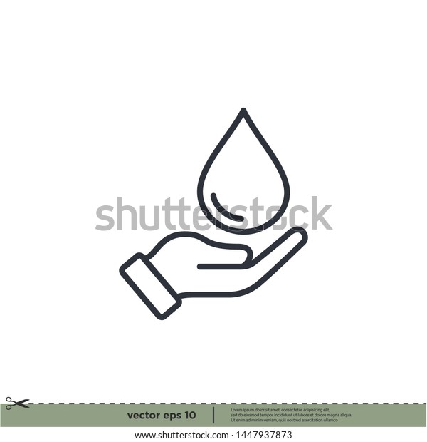 Hand And Water Drop Icon Save Water Symbol Vector Illustration Design