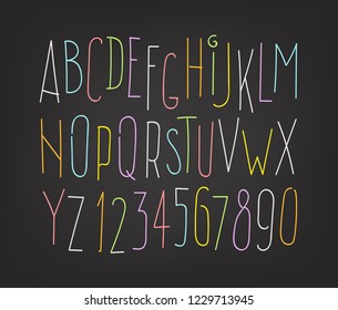 Chalk Color Hand Drawing Alphabet On Stock Vector Royalty Free 302746769