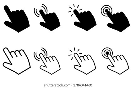 Hands Clicking Icons Collection Hand Click Stock Vector Royalty Free