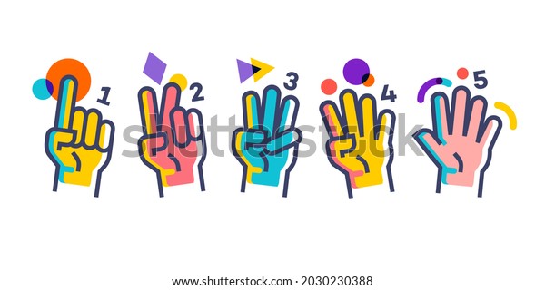 Hands Showing Numbers Hand Gesture Count Stock Vector Royalty Free