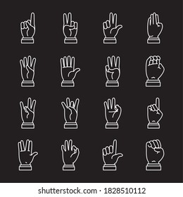 Hands Sign Language Icon Set Over Stock Vector Royalty Free