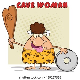 Happy Brunette Cave Woman Cartoon Mascot Shutterstock