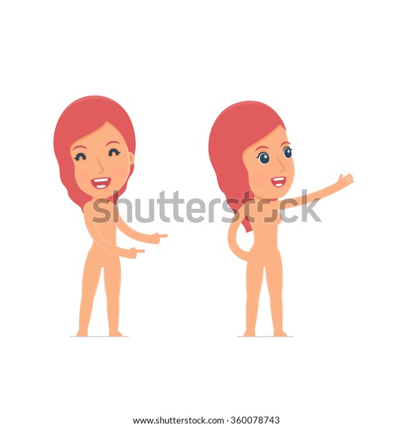 Happy Cheerful Character Naked Female Making Stock Vector Royalty Free