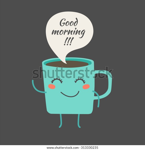 Happy Coffee Mug Hand Drawn Vector Stock Vector Royalty Free