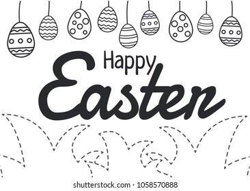 Happy Easter German Text Lettering Calligraphy Stock Vektorgrafik