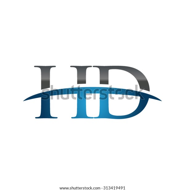 Hd Initial Company Blue Swoosh Logo Stock Vector Royalty Free