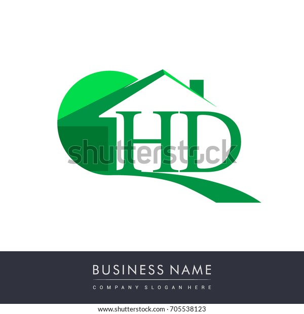 Hd Letter Roof Shape Logo Green Stock Vector Royalty Free