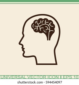 Silhouette Head Brain Vector Flat Illustation Stock Vector Royalty