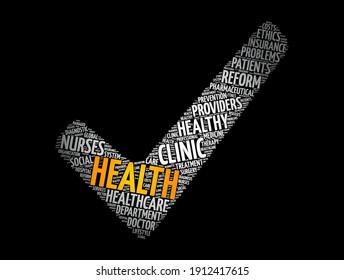 Health Check Mark Word Cloud Collage Stock Vector Royalty Free