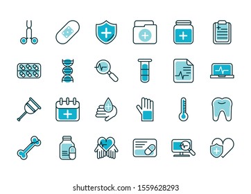 Antibiotic Icons Set Collection Dental Analyzes Stock Vector Royalty