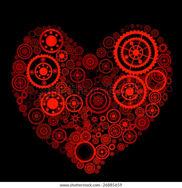 Heart Shape Consist Gears Stock Vector Royalty Free 26885659