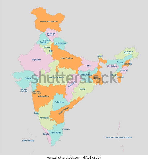 Highly Detailed Political India Map