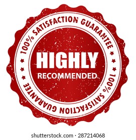 Highly Recommended Stamp Sticker Label Badge Stock Vector Royalty Free