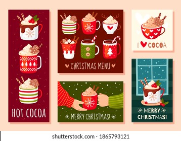 Set Different Cards Traditional Winter Desserts Stock Vector Royalty