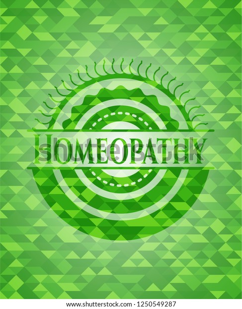 Homeopathy Realistic Green Emblem Mosaic Background Stock Vector