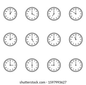 Horizontal Set Analog Clock Icon Notifying Stock Vector Royalty Free