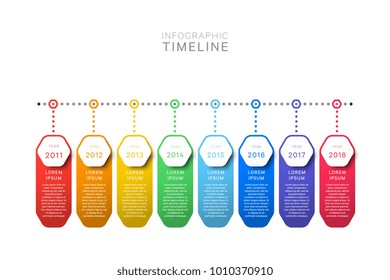 Horizontal Timeline Eight Hexagonal Elements Year Stock Vector Royalty