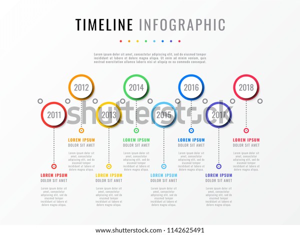 Horizontal Timeline Eight Round Elements Year Stock Vector Royalty