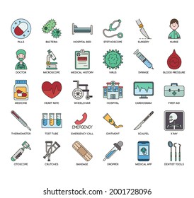 Hospital Thin Line Pixel Perfect Icons Stock Vector Royalty Free