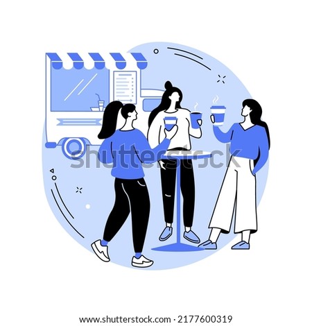 Hot latte isolated cartoon vector illustrations. Group of girls drinking latte from paper cups, coffee break, leisure time with friends, hot drink takeaway, have fun out together vector cartoon.