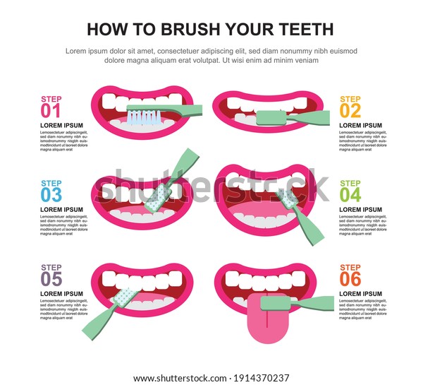 How Brush Your Teeth Instruction Vector เวกเตอรสตอก ปลอดคา