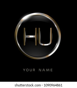 Hu Initial Letters Circle Elegant Logo Stock Vector Royalty Free