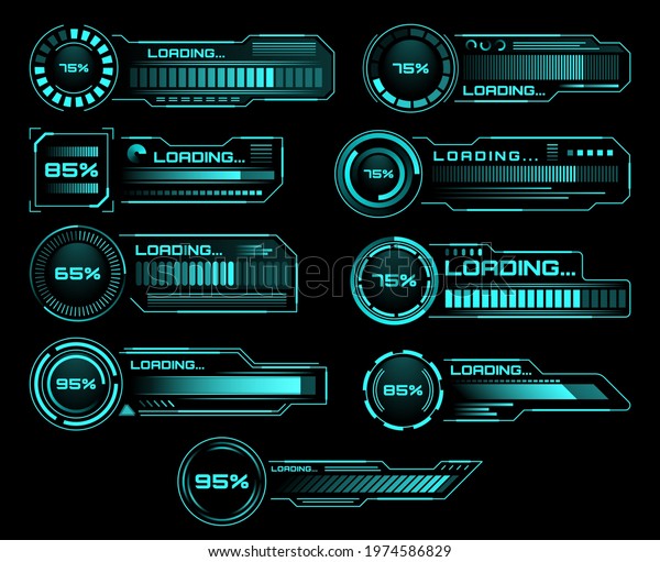 Hud Loading Progress Bars Sci Fi Stock Vector Royalty Free