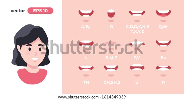 Human Mouth Set Woman Lip Sync Stock Vector Royalty Free