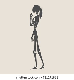 Human Skeleton Posing Vector Illustration Halloween Stock Vector