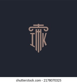 Ik Initial Logo Monogram Pillar Style Stock Vector Royalty Free