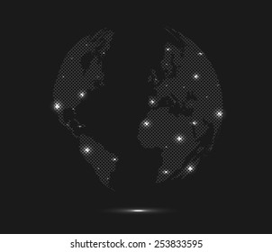 Illustration Abstract Glowing World Map Background Stock Vector