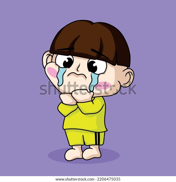 Illustration Art Cute Standing Baby Crying Stock Vector Royalty Free