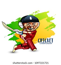 Illustration Batsman Playing Cricket Championship Sports Stock Vector