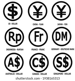 World Currency Symbol Coins Set Stock Vector Royalty Free