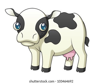 Ilustrasi Stok Illustration Cute Cartoon Dairy Cow Raster 104388587