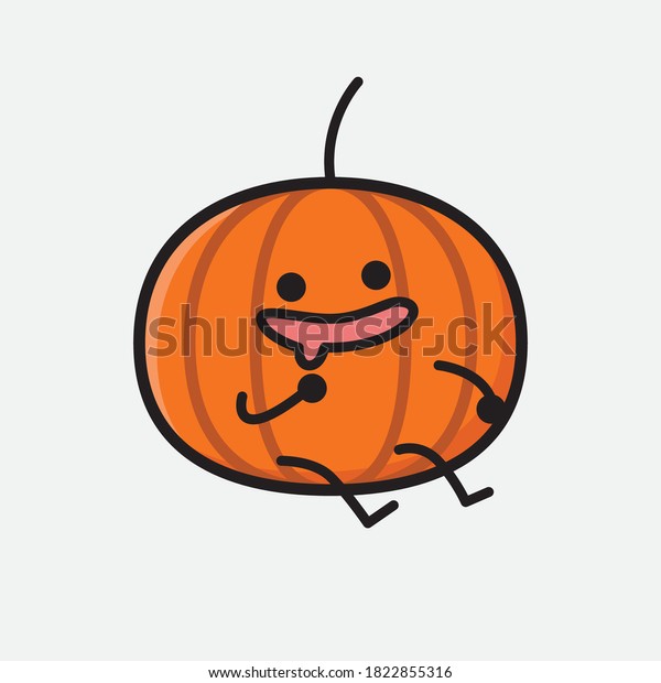 Illustration Cute Pumpkin Icon Mascot Vector