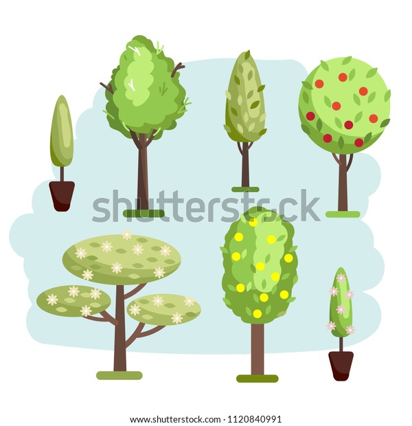 Illustration Different Kind Trees Vector Illustration Stock Vector