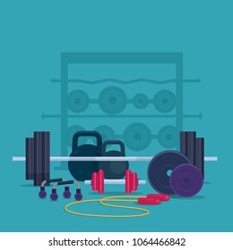 Illustration Fitness Bodybuilding Equipment Home Gym Stock Vector Royalty Free