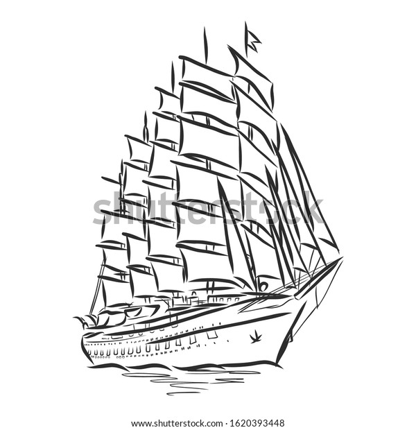 Illustration Sailing Ship Vector Sketch Sailing Stock Vector Royalty