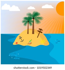 Illustration Uninhabited Island Stock Vector Royalty Free