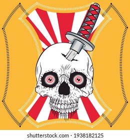 Illustration Vector Skull Katana Background Tattoo Stock Vector