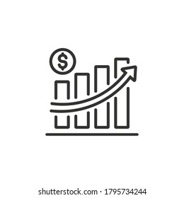 Increase Money Growth Icon Line Style Stock Vector Royalty Free